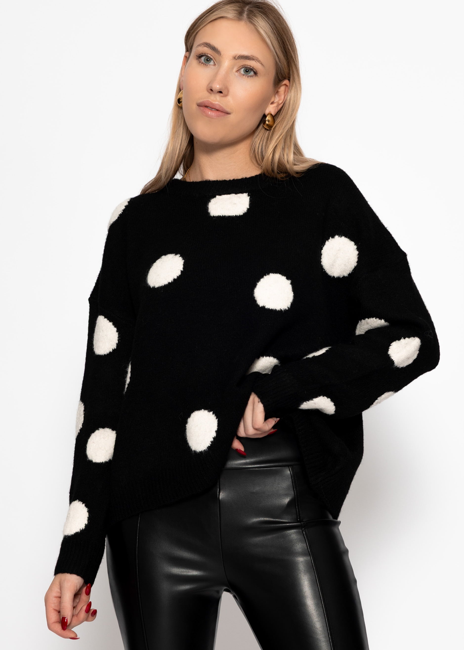 Pullover mit Dots - schwarz