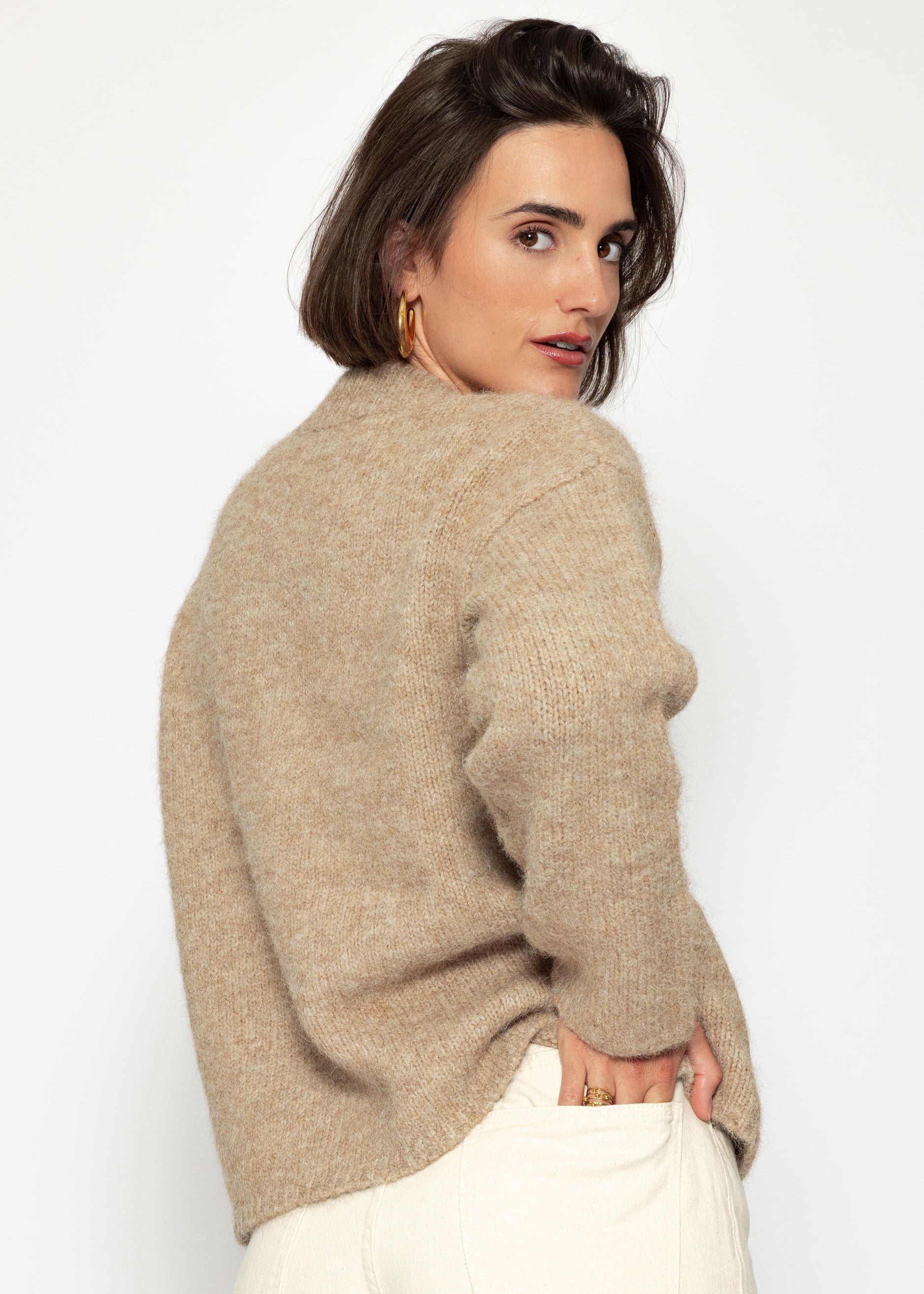 Teiljacke mit Taschen und großer Knopfleiste – beige