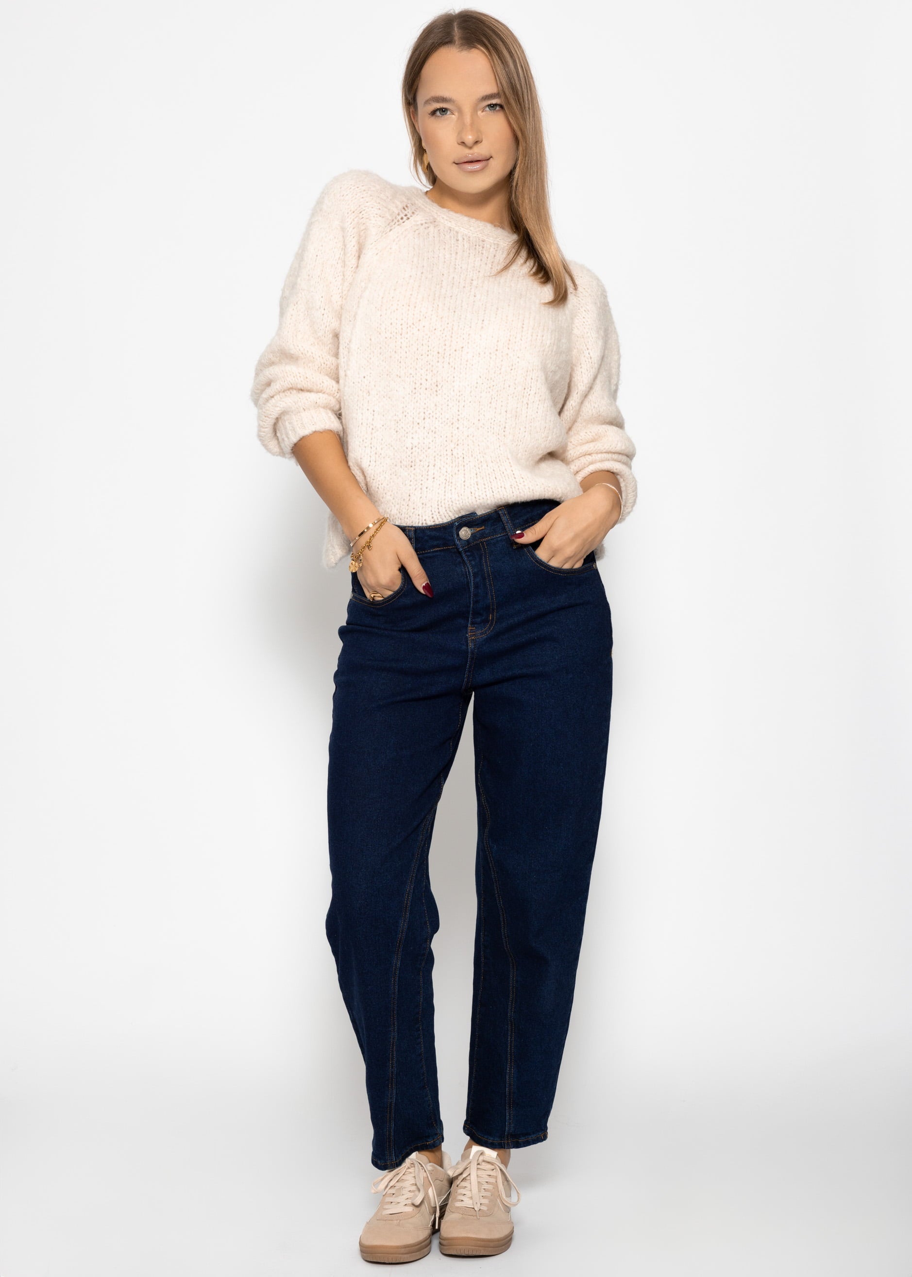 Strickpullover mit Knotendetail - offwhite