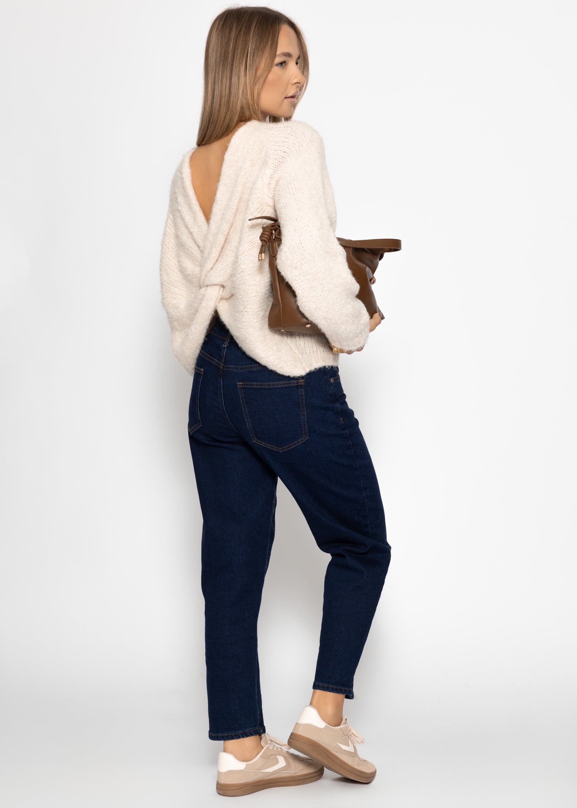 Strickpullover mit Knotendetail - offwhite