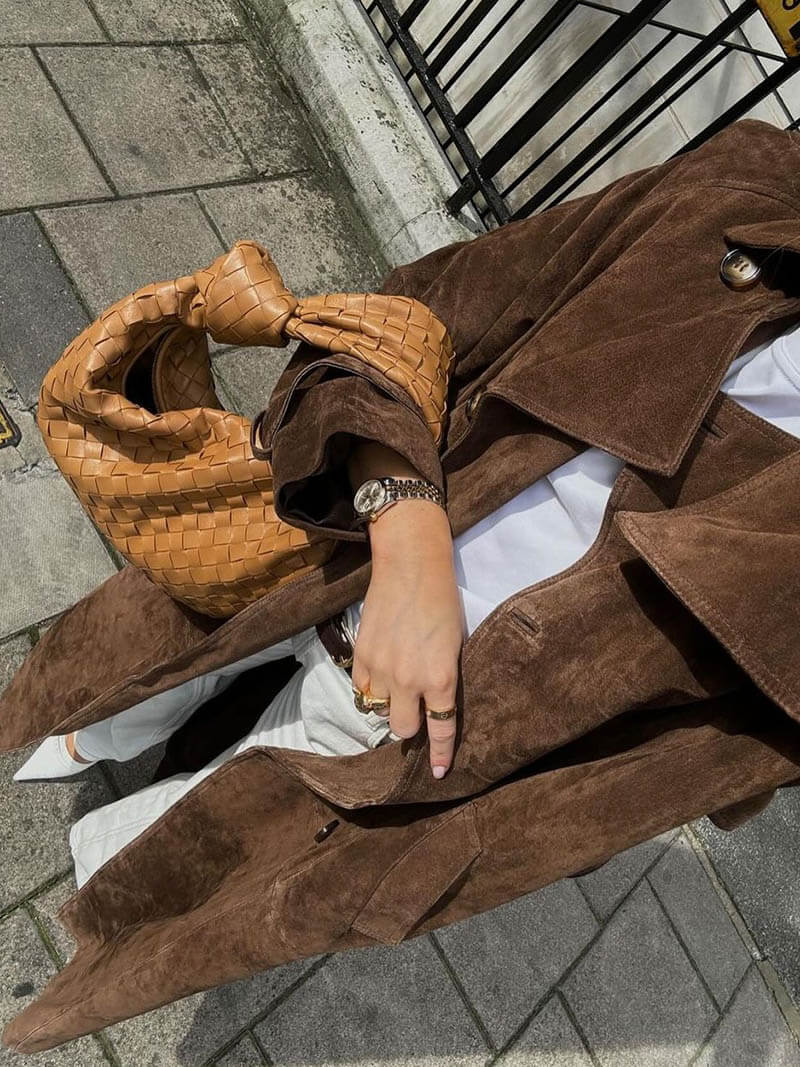 Molly | Long trench-coat en daim ceinturé