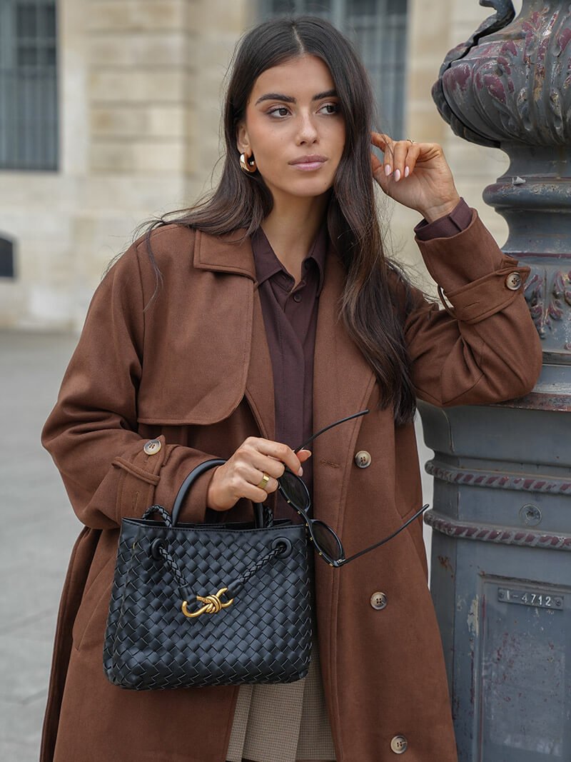 Molly | Long trench-coat en daim ceinturé